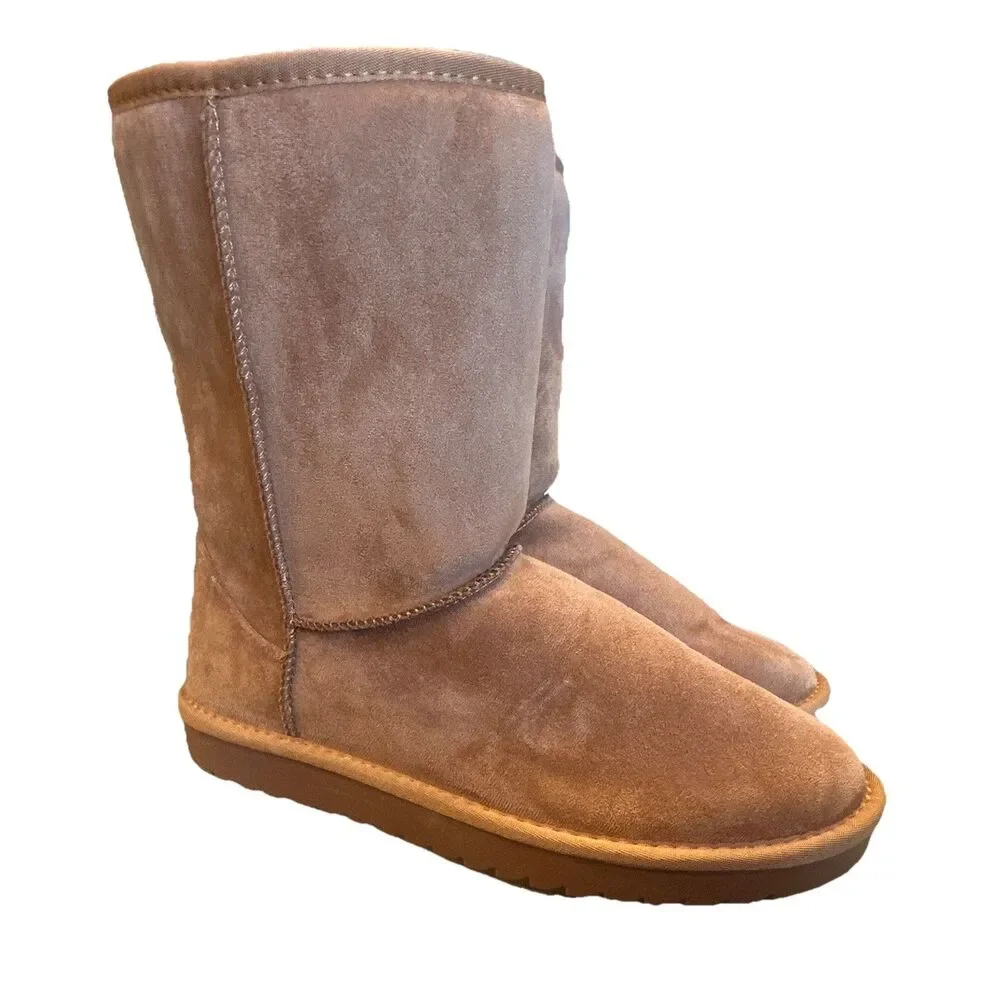 Maurices Supercush Charlie Tall Winter Boots Womens 10 Brown Faux Fur Pull On